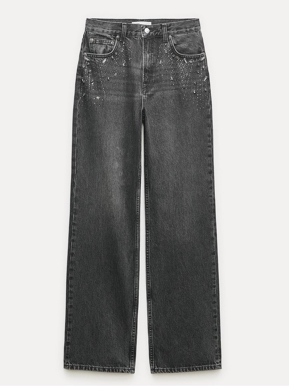 STRAIGHT JEWEL JEANS WITH MID-RISE
